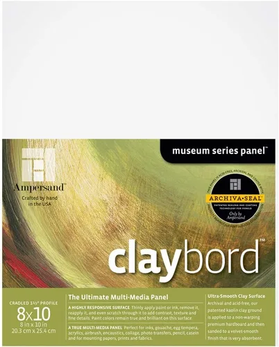 Vista 60 de Suministro de Arte Ampersand Panel de Pintura en Madera: Serie Museo Claybord, 5" x 5", Perfil Candeal de 1-1/2
