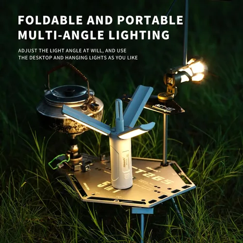 Vista 2 de Allspark - Luz de camping plegable recargable con soporte, impermeable, colgante LED, luces de tienda de campaña magnéticas, regulables, con trípode
