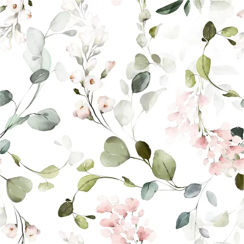 Vista 9 de Blooming Wall DPY53-D Papel pintado de rosas frescas de acuarela con hojas boho texturizadas despegar y pegar autoadhesivo papel pintado pre-pegado