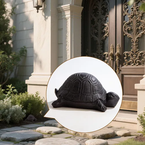 Vista 7 de BarGifts Oculta una llave fuera de la falsa llave de roca oculta aspecto de tortuga para jardín o patio, caja de almacenamiento secreta para llaves