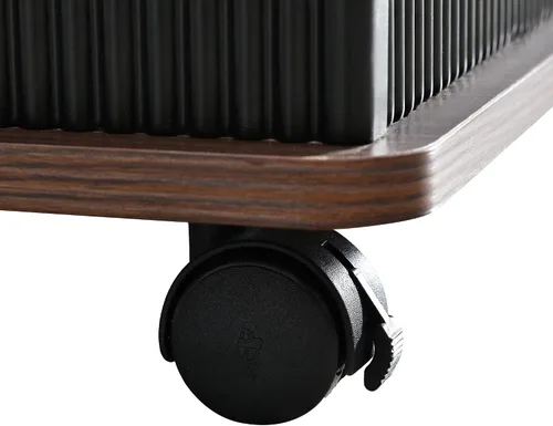 Vista 9 de Moderna mesa auxiliar ajustable con ruedas, mesa auxiliar multifuncional para sofá con elevador, parte superior giratoria de 360° y espacio