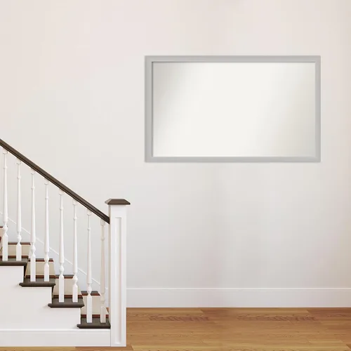 Vista 352 de Amanti Art Silver Bathroom Mirror for Over Sink, 26x35 Custom Made Marred Pewter Rectangle Vanity Mirror, Large Casual Wood Frame, Hangs Horizonally