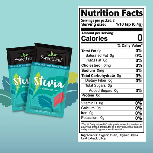 Vista 2 de SweetLeaf Paquetes de Stevia en polvo, edulcorante cero calorías con extracto de hoja de stevia, sin aditivo edulcorante artificial, sin azúcar