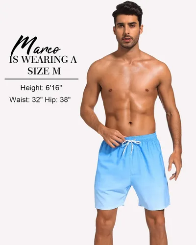 Vista 5 de SILKWORLD Quick Dry Mens Swimming Trunks with Compression Liner Bathing Suit Swim Shorts with Zip Pockets