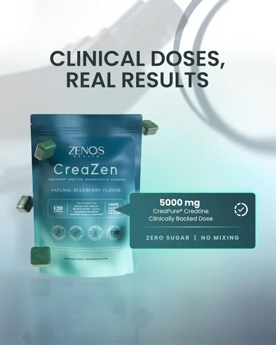 Vista 5 de Zenos Health CreaZen - Gomitas de monohidrato de creatina - Suplemento de creatina para el crecimiento muscular, la fuerza, la recuperación