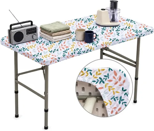 Vista 79 de Mantel Negro Ajustado con Elástico para Mesas Cuadradas de 34x34 Pulgadas Plegables, Fundas de Mesa de Cartón Lavables, Telas Elásticas de Spandex