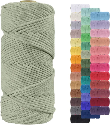 Vista 32 de Cordón de macramé de 0.079 pulgadas, cuerda de algodón natural de 109 yardas, hilo de cuerda de macramé para manualidades, ganchos de pared