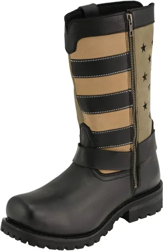 Vista 2 de Milwaukee Leather MBM9045 - Botas de arnés para motocicleta con estrellas y rayas, color negro, color marrón
