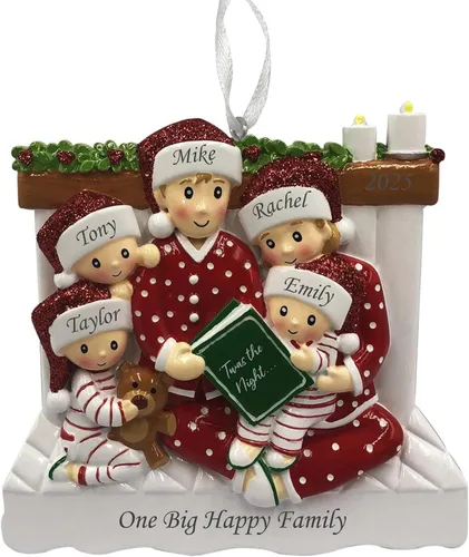 Vista 8 de Adorno de Navidad familiar 2025 – Adorno personalizado para familias – Adorno familiar personalizado – Regalo de recuerdo decorativo para árbol