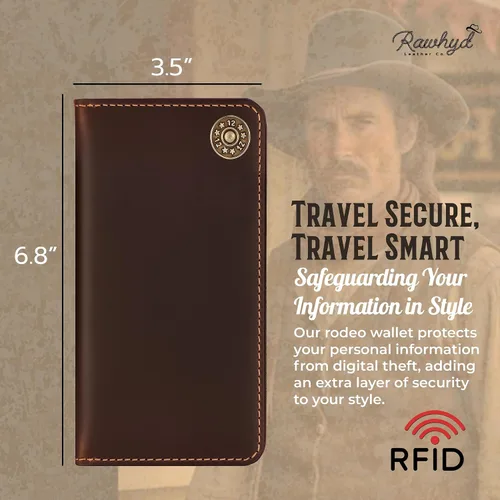 Vista 3 de RAW HYD - Cartera larga de cuero para hombres Funda de chequera doble un gran regalo para hombres