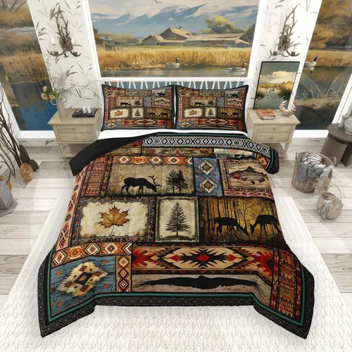Vista 12 de Feelyou, juego de ropa de cama estilo vaquero tamaño individual para niños, juego de edredón occidental para niños y niñas, desierto del lejano