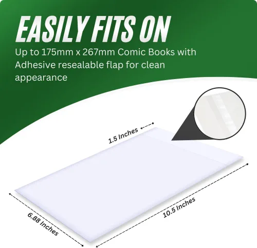 Vista 4 de Bolsas resellables para cómics de corriente Fundas transparentes para cómics con material grueso para protección de cómics Sin PVC y sin ácidos