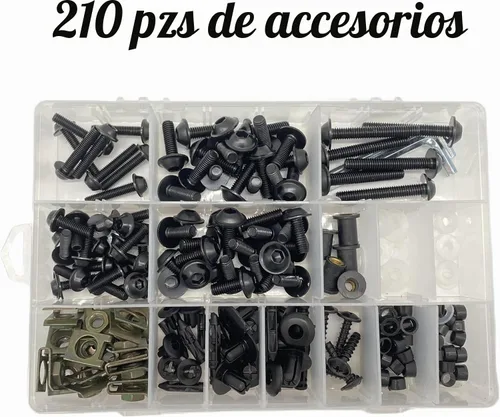 Vista 7 de 210PCS Perno de carenado de motocicleta Tornillos de aluminio M5 M6 Negro