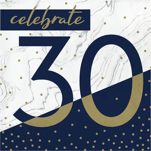 Vista 4 de Trendware Servilletas de cumpleaños número 18 azul marino y dorado, 48