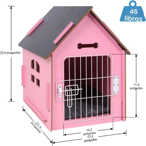 Vista 6 de RYpetmia - Casa de interior para perros y gatos pequeños, casa de madera para mascotas