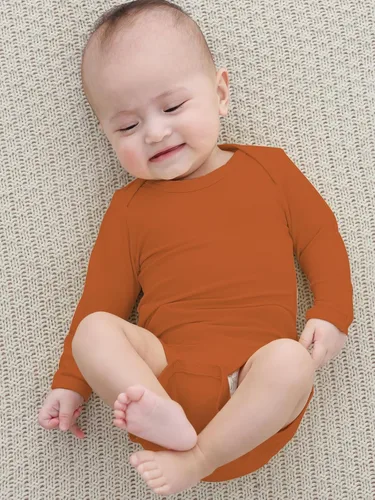 Vista 4 de Body de bebé con puños de manopla, pijama de manga larga de rayón de bambú para niños y niñas