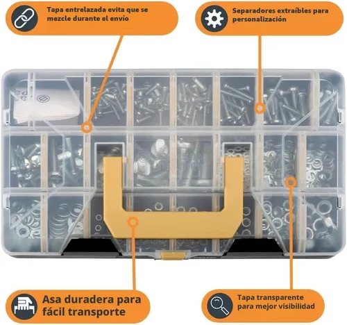 Vista 5 de Jackson Palmer - Kit surtido de herramientas de 2251 piezas con tornillos, tuercas, pernos y arandelas (3 bandejas)