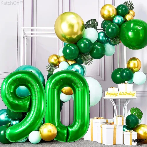 Vista 2 de KatchOn Globo verde oscuro del número 90 de 40 pulgadas