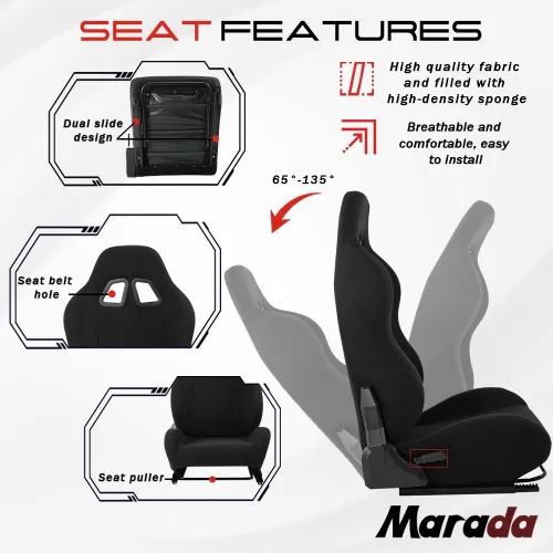 Vista 5 de Marada Racing Simulator Cockpit with Comfort Seat Fit for Logitech/Thrustmaster/Fanatec G29 G920 G923 T300RS T500,Upright Stable Driving Sim
