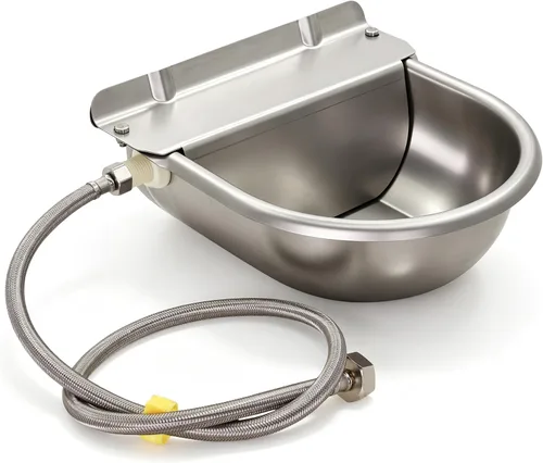 Vista 3 de Cuenco automático para beber, dispensador de agua de ganado de granja de acero inoxidable con orificio de drenaje y válvula de flotador