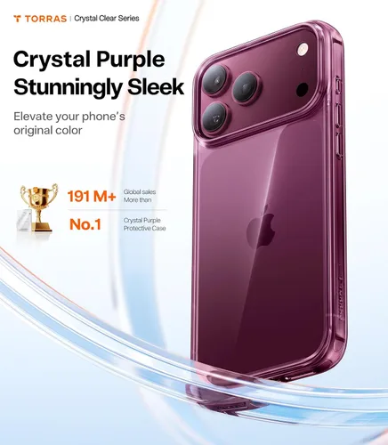 Vista 3 de TORRAS Funda para iPhone 18 Pro Crystal Borgoña, antiamarilleamiento 6.3" Borgoña transparente