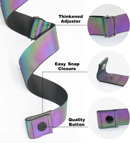 Vista 5 de XV Belts For Women With 6 Buckles Replaceable - Holographic Belt Plus Size Snap On Adjustable for Jeans Pants Dresses