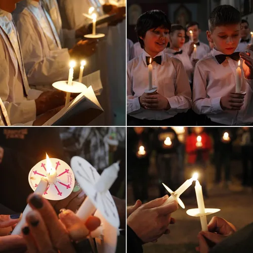 Vista 4 de 100 velas de iglesia con protectores de goteo para servicio devocional de vigilia a la luz de las velas, caja de 100 velas, blancas sin aroma de 5