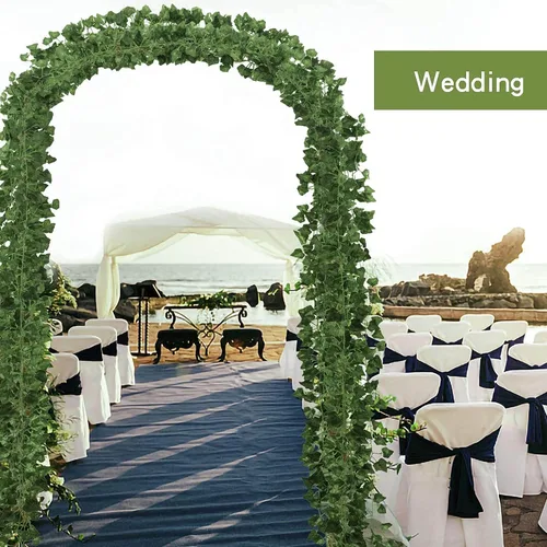 Vista 6 de 12 Pack Plantas Artificial Decoración Hojas Hiedra Artificial 26m Garland Plants Hanging Wedding Garland Fake Follaje Flores Inicio Cocina Jardín