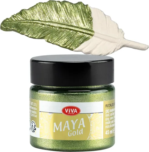 Vista 34 de Viva Decor Maya Gold (verde manzana) 1.52 onzas líquidas - Pintura acrílica metálica brillante para trabajos creativos en madera, vidrio