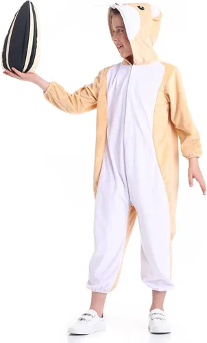 Vista 4 de Disfraz unisex de animales para niños, pijama de animales con capucha de felpa, para Halloween, carnaval, animal, para niños y niñas