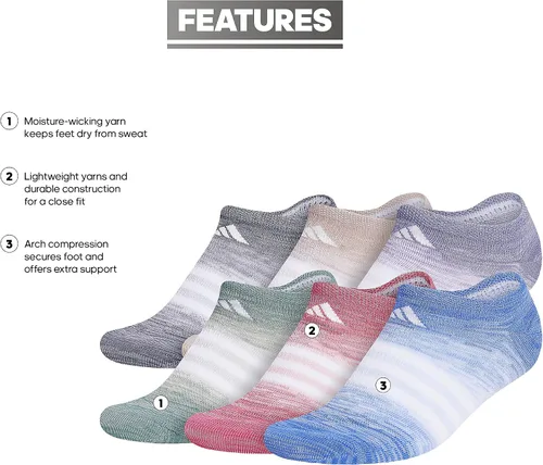 Vista 2 de adidas Women's Superlite No Show Socks (6-Pair)