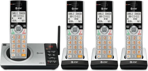 Vista 25 de AT&T CL84107 DECT 6.0 Teléfono expandible con cable/inalámbrico con bloqueador de llamadas inteligente, negro/plata con 1 auricular