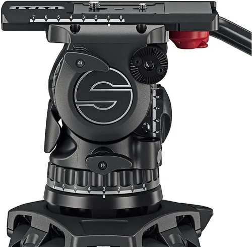 Vista 8 de Sachtler aktiv12T - Cabezal fluido de 3.937 in con trípode de fibra de carbono Flowtech 100 y esparcidor de tierra