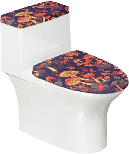 Vista 41 de Juego de decoración de baño de 2 piezas con diseño de muñeco de nieve de Navidad, cubierta de tanque para asiento de inodoro