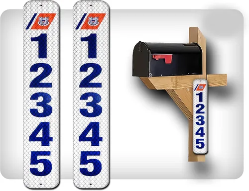 Vista 21 de Curb N Sign - Placas de números para buzón – 3 x 10 pulgadas hechas de aluminio reflectante de alta calidad – Números de buzón súper reflectantes