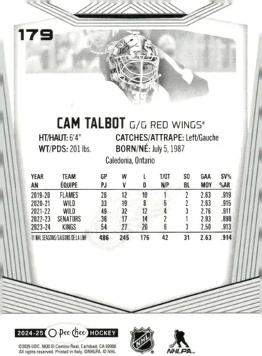 Vista 2 de 2024-25 O-Pee-Chee #179 Cam Talbot Los Angeles Kings NHL Hockey Base Trading Card