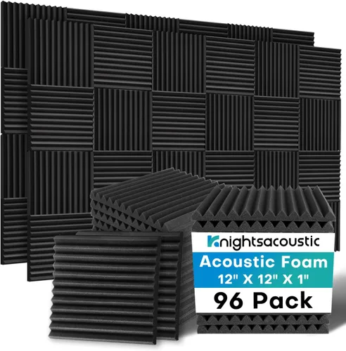 Vista 10 de Knightsacoustic Paquete de 24 paneles acústicos de espuma a prueba de sonido con autoadhesivos para pared, 12 x 12 x 2 pulgadas, de alta densidad