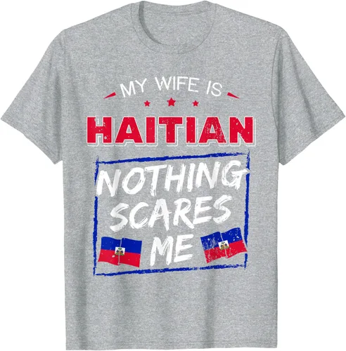 Vista 35 de My Wife Is Haitian Republic of Haiti Heritage Roots - Camiseta con bandera, Negro, S