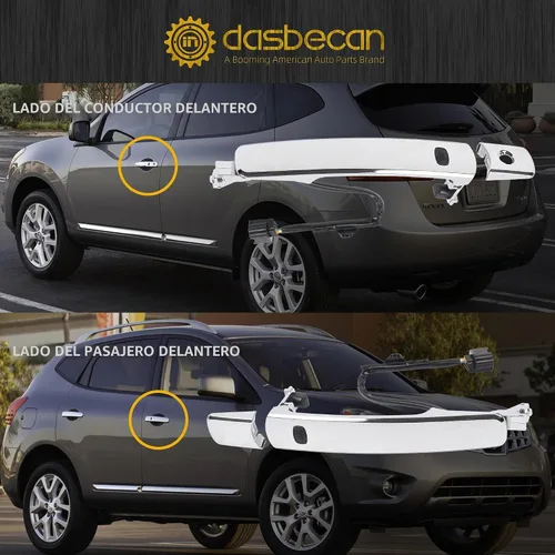 Vista 6 de Dasbecan 2 piezas de manija de puerta delantera exterior inteligente de entrada sin llave cromada compatible con Nissan Rogue 2010-2013, lado