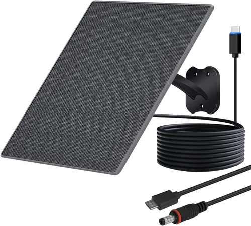 Vista 10 de Zivif Panel solar de 7 W para cámara de seguridad, cargador de panel solar USB C de 5 V compatible con cámara de batería recargable, IP65