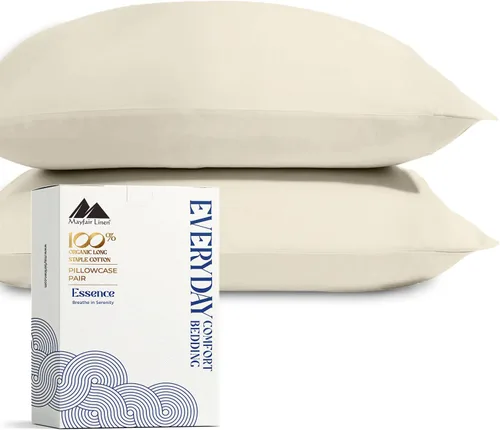 Vista 20 de Mayfair Linen Juego de sábanas de percal 100 % algodón orgánico, tamaño individual o 2 unidades, suaves y crujientes de algodón orgánico