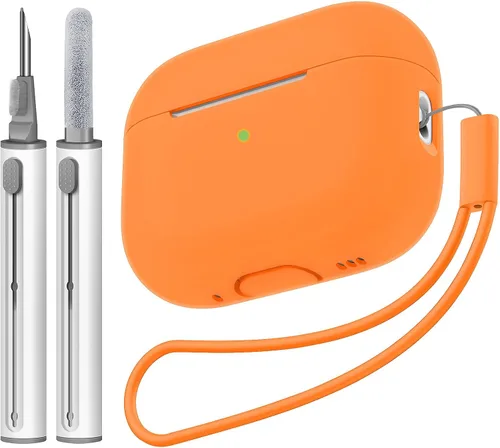 Vista 23 de Compatible con Airpods Pro 2 Case, Funda Protectora de Piel de Silicona Suave con Kit de Limpieza y Cordón Compatible para AirPod Pro de 2ª