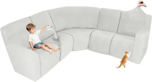 Vista 98 de ALIECOM Fundas 100% impermeables para sofá seccional reclinable, forma de L, elásticas, para esquina, funda para sofá seccional reclinable, lavable