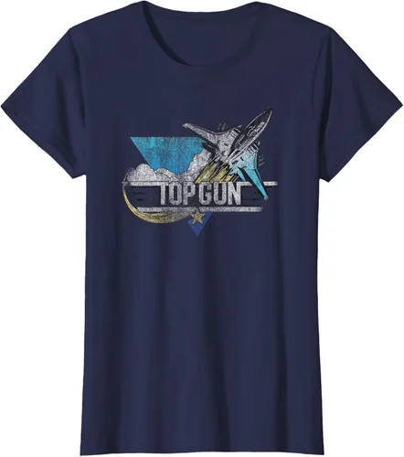 Vista 38 de Top Gun Illustrated F-14 Triangle Art Camiseta, Azul / Patchwork, S Azul Marino