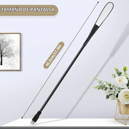 Vista 2 de 4 luces de lectura USB, lámpara USB flexible para laptop con cuentas LED y brillo ajustable de 3 niveles, interruptor táctil y flexible