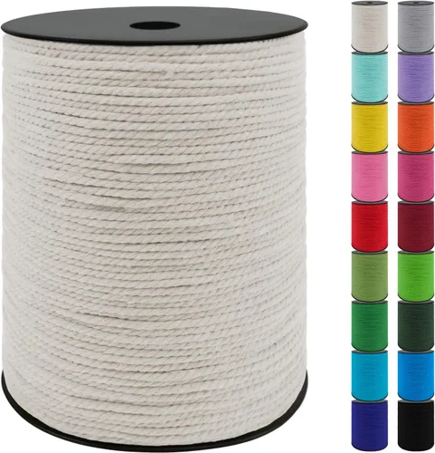 Vista 47 de JeogYong Cordón de algodón de 10mm, 22.86 metros de cuerda natural para macramé, hilo de 3 hebras torcido, cuerda para macramé para manualidades