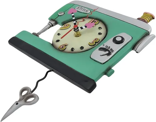 Vista 2 de Allen Designs Reloj de pared de péndulo para máquina de coser de puntada