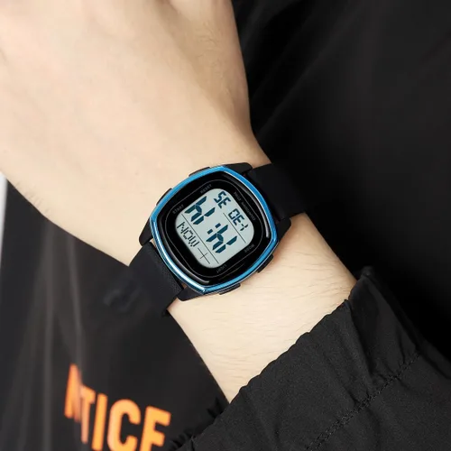 Vista 6 de Relojes para hombre Moda tendencia negro multifunción impermeable reloj LED digital cronógrafo suave silicona correa cuadrado relojes