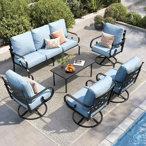 Vista 16 de PHI VILLA Patio Furniture Set with 4 Rocking Chairs & Fire Pit, Beige