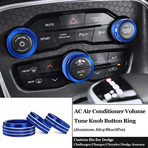 Vista 3 de Auprite Cubiertas de perilla de control de clima para Dodge Challenger/Charger 2015-2023, para Chrysler 300 300s 2015-2022 2023